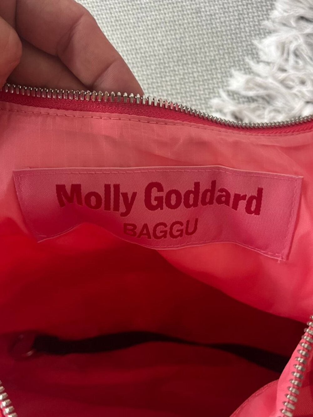 NWT Baggu Molly Goddard Ruffle Shoulder Bag in gingham pink - Picture 3 of 5